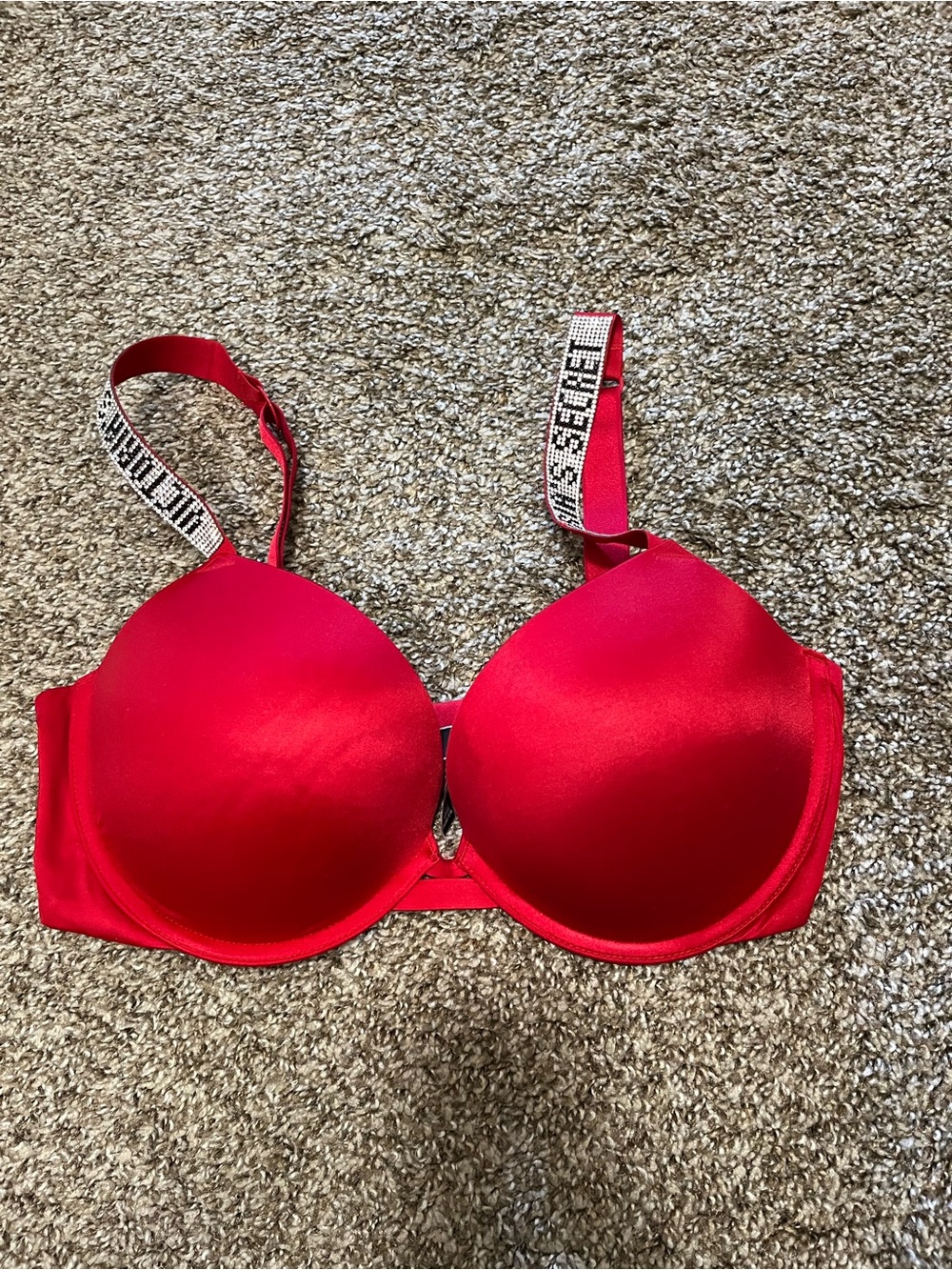 Victoria's Secret Red Push-Up Bra with Logo Straps